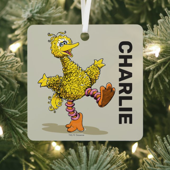 Personalized Retro Art Big Bird Metal Ornament (Insitu)