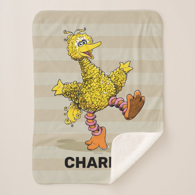 Personalized Retro Art Big Bird Sherpa Blanket (Front)