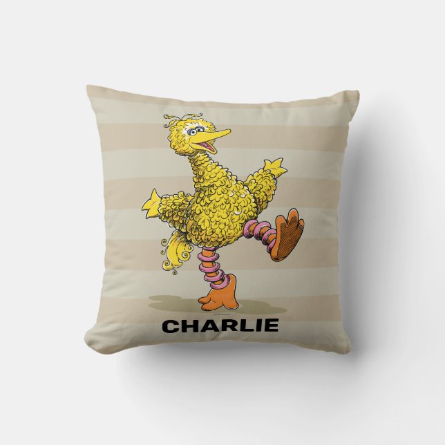 Personalized Retro Art Big Bird Throw Pillow (Front)