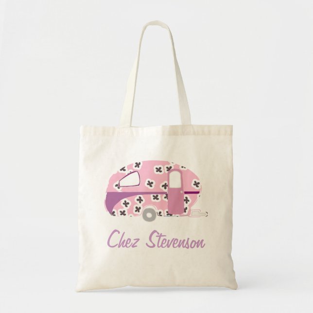 Personalized Retro Art Caravan Owner's Budget Tote Bag (Front)