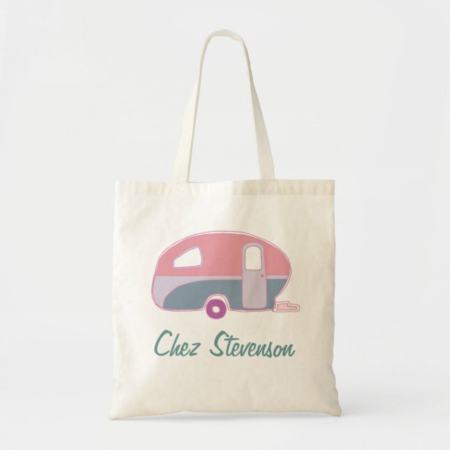 Personalized Retro Art Caravan Owner's Budget Tote Bag (Front)