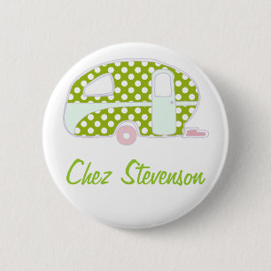 Personalized Retro Art Caravan Owner's Buttons