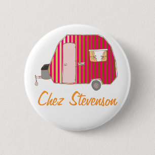 Personalized Retro Art Caravan Owner's Buttons