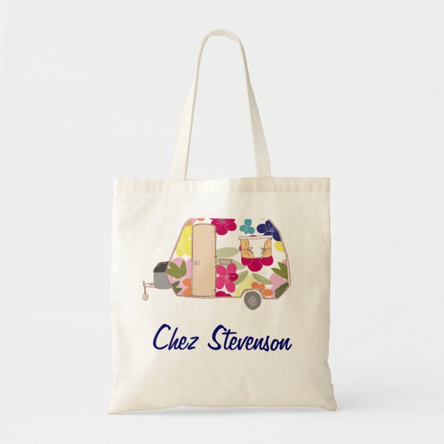 Personalized Retro Art Caravan Owners Canvas Bags (Front)