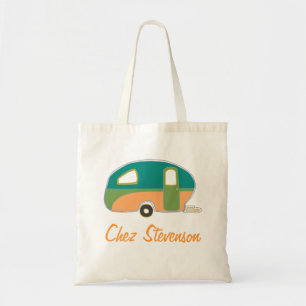 Personalized Retro Art Caravan Owners Canvas Bags