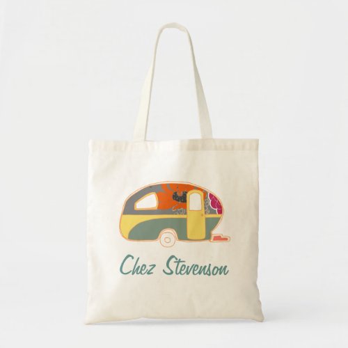 Personalized Retro Art Caravan Owners Canvas Bags