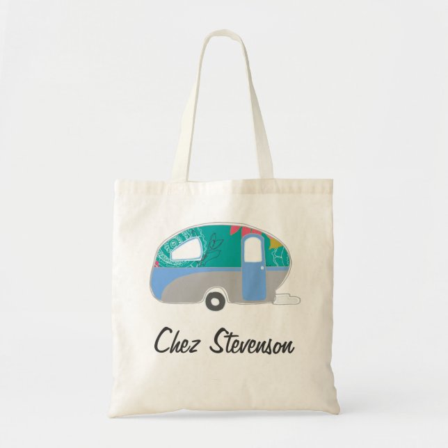 Personalized Retro Art Caravan Owners Canvas Bags (Front)