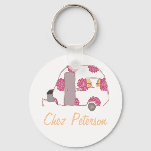 Personalized Retro Art Caravan Owners Keychains