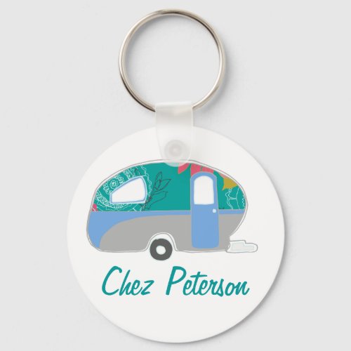 Personalized Retro Art Caravan Owners Keychains