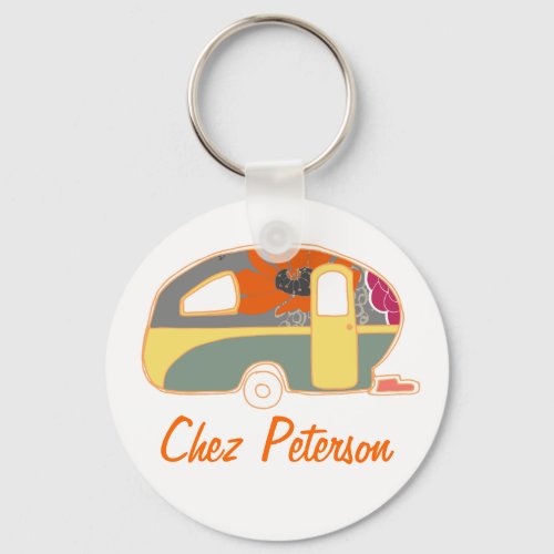 Personalized Retro Art Caravan Owners Keychains