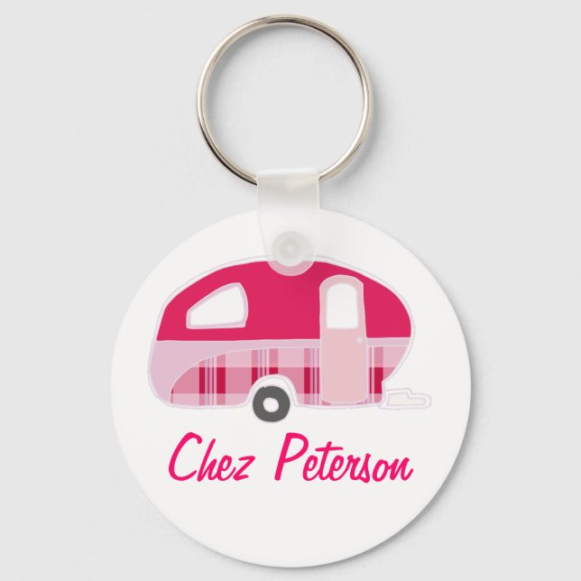 Personalized Retro Art Caravan Owner's Keychains (Front)