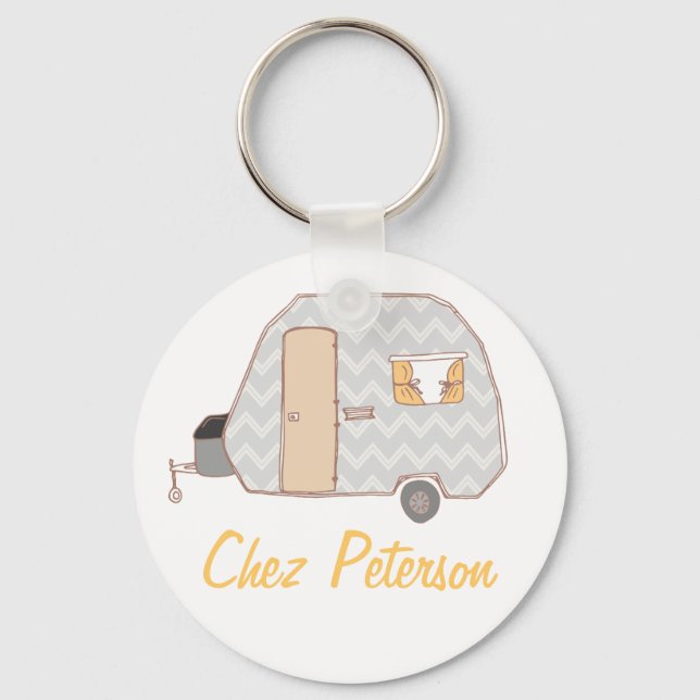 Personalized Retro Art Caravan Owner's Keychains (Front)