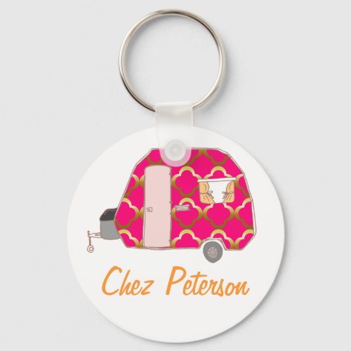 Personalized Retro Art Caravan Owners Keychains