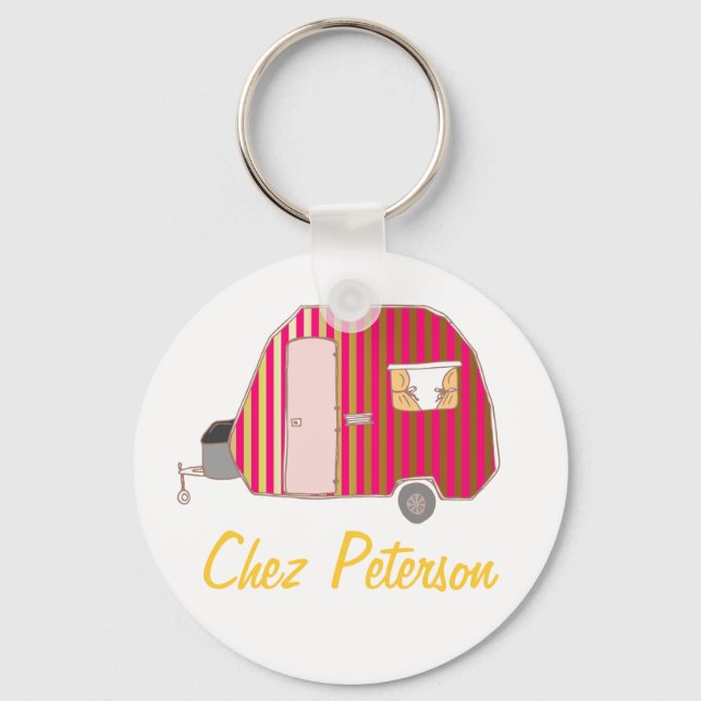 Personalized Retro Art Caravan Owner's Keychains (Front)