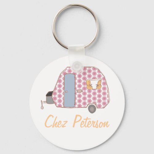 Personalized Retro Art Caravan Owners Keychains