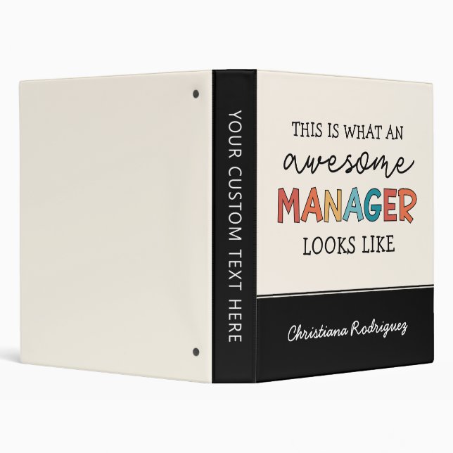 Personalized Retro Awesome Manager Funny 3 Ring Binder (Background)