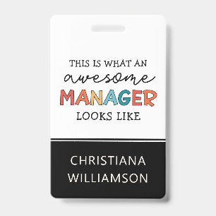 Personalized Retro Awesome Manager Funny Badge