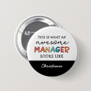 Personalized Retro Awesome Manager Funny Button