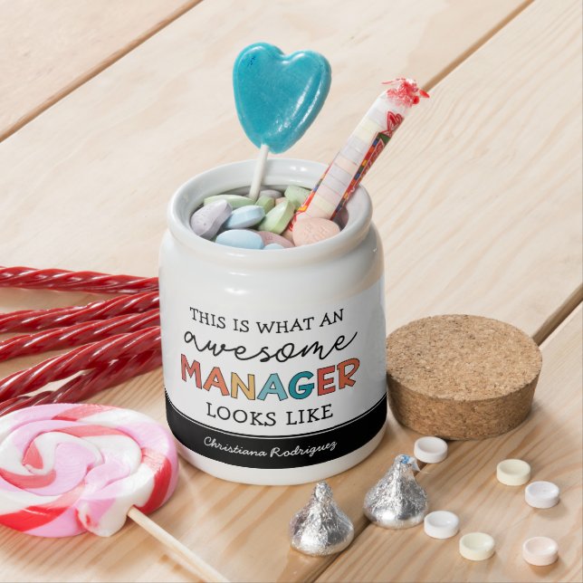 Personalized Retro Awesome Manager Funny Candy Jar (In Situ)