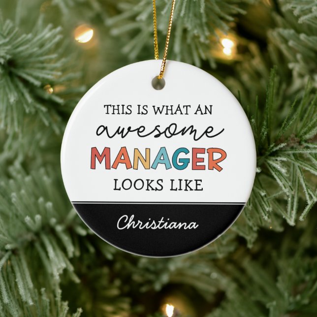 Personalized Retro Awesome Manager Funny Ceramic Ornament (Tree)