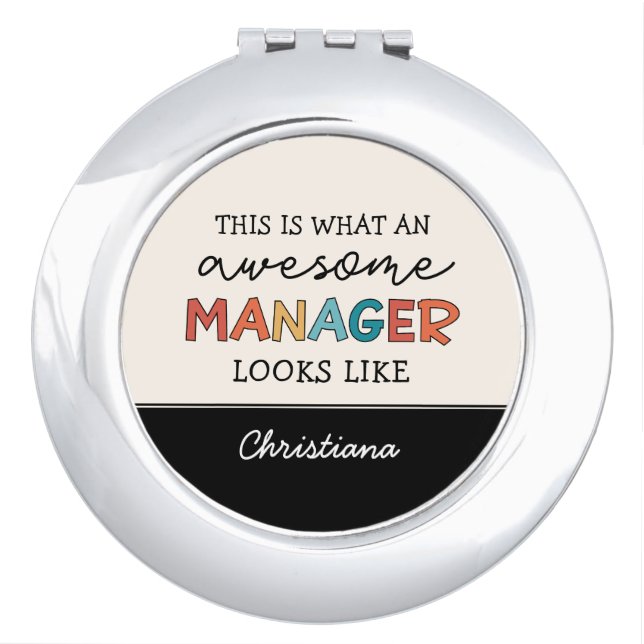Personalized Retro Awesome Manager Funny Compact Mirror (Front)