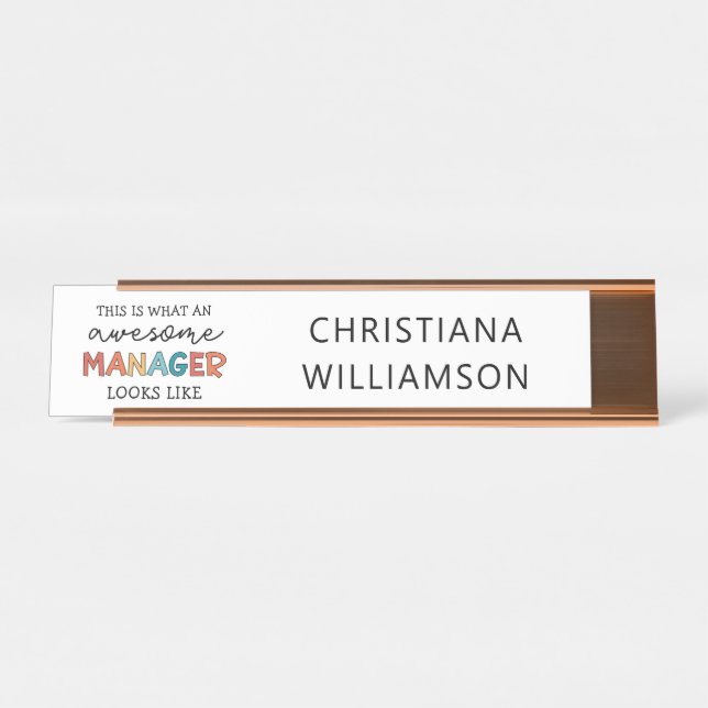 Personalized Retro Awesome Manager Funny Desk Name Plate (Front)