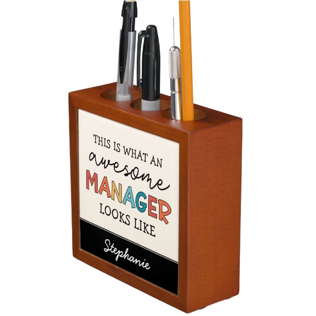 Personalized Retro Awesome Manager Funny Desk Organizer (In Situ)