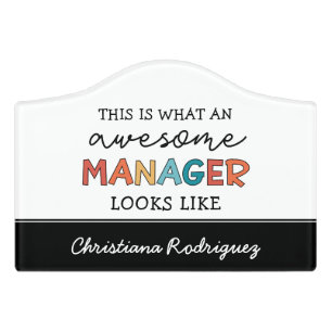 Personalized Retro Awesome Manager Funny Door Sign