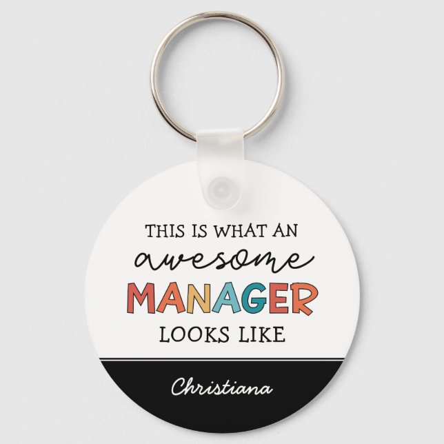 Personalized Retro Awesome Manager Funny Keychain (Front)