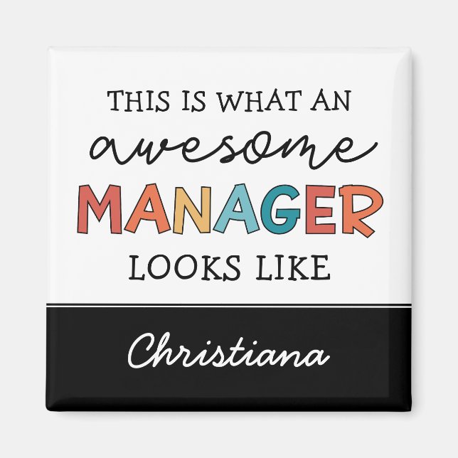 Personalized Retro Awesome Manager Funny Magnet (Front)