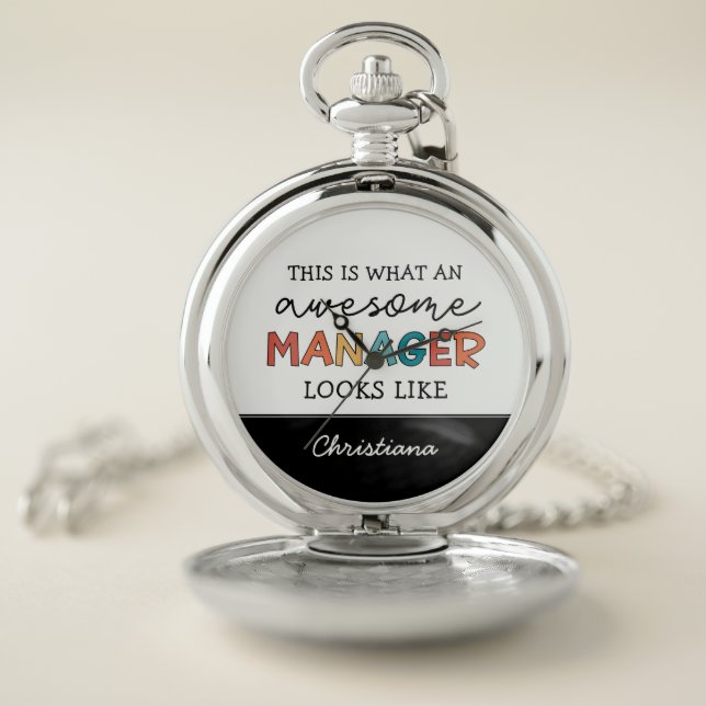 Personalized Retro Awesome Manager Funny Pocket Watch (Inside)