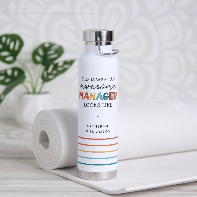 Personalized Retro Awesome Manager Funny Water Bottle (Yoga)