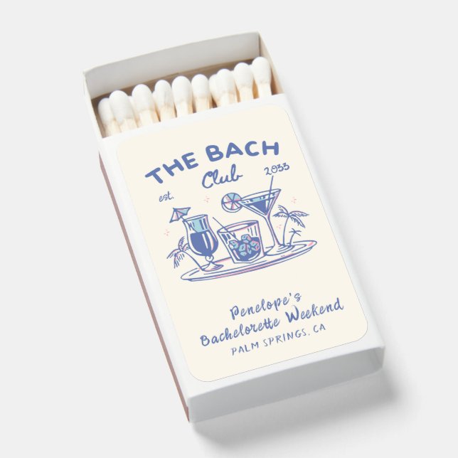 Personalized Retro Bachelorette Favor Matchboxes (Front Open)