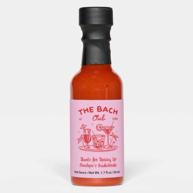 Personalized Retro Bachelorette Party Hot Sauce (Front)