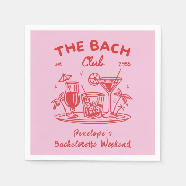 Personalized Retro Bachelorette Party Invite Napkins (Front)