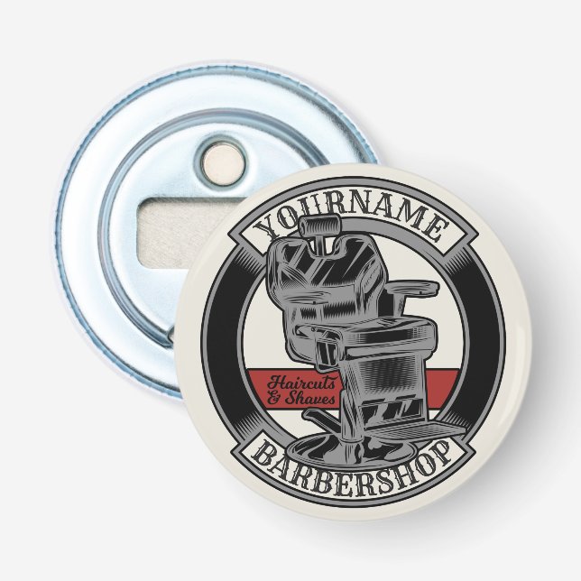 Personalized Retro BarberShop Barber Chair Salon  Bottle Opener (Front)