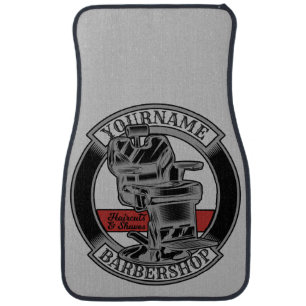 Personalized Retro BarberShop Barber Chair Salon Car Floor Mat