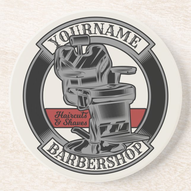 Personalized Retro BarberShop Barber Chair Salon  Coaster (Front)