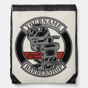 Personalized Retro BarberShop Barber Chair Salon Drawstring Bag
