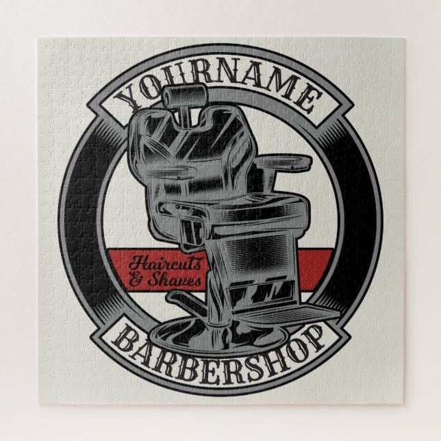 Personalized Retro BarberShop Barber Chair Salon  Jigsaw Puzzle (Vertical)