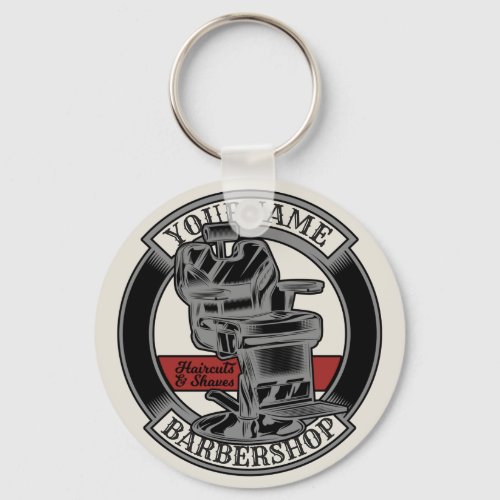 Personalized Retro BarberShop Barber Chair Salon  Keychain