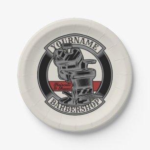 Personalized Retro BarberShop Barber Chair Salon Paper Plates