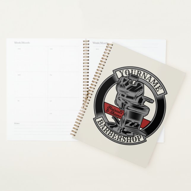Personalized Retro BarberShop Barber Chair Salon  Planner (Display)