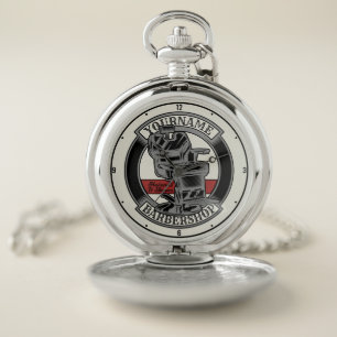 Personalized Retro BarberShop Barber Chair Salon Pocket Watch