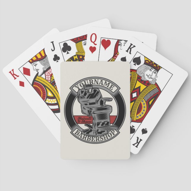 Personalized Retro BarberShop Barber Chair Salon  Poker Cards (Back)