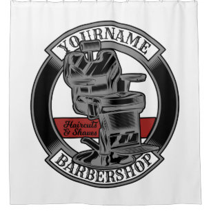 Personalized Retro BarberShop Barber Chair Salon  Shower Curtain