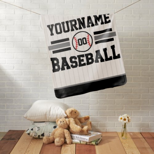 Personalized Retro Baseball Player NAME Team Baby Blanket