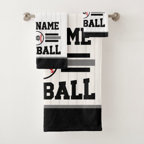Personalized Retro Baseball Player NAME Team Bath Towel Set