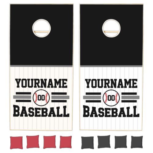 Personalized Retro Baseball Player NAME Team Cornhole Set