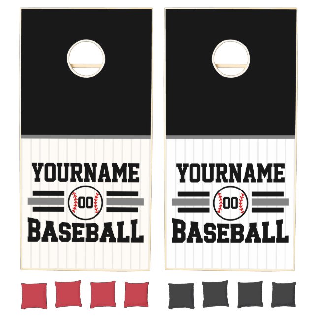 Personalized Retro Baseball Player NAME Team Cornhole Set (Set)